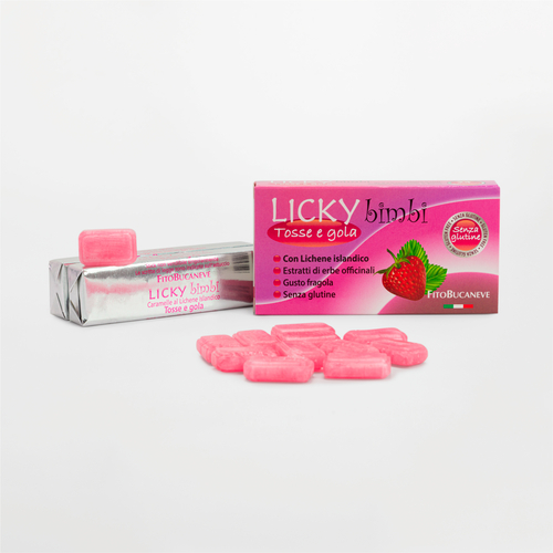 Licky Caramelle Bimbi · Un aiuto contro mal di gola, tosse, raffreddore, influenza e bronchite