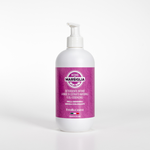 Detergente Intimo · Sapone di Marsiglia · a base di Estratti Naturali e Oli Essenziali · Pelli sensibili