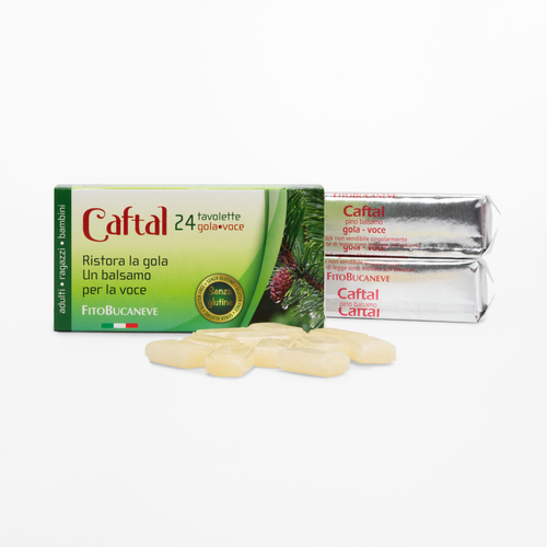 Caftal · caramelle a base di erbe e aromi naturali · ottimi per gola e voce. 